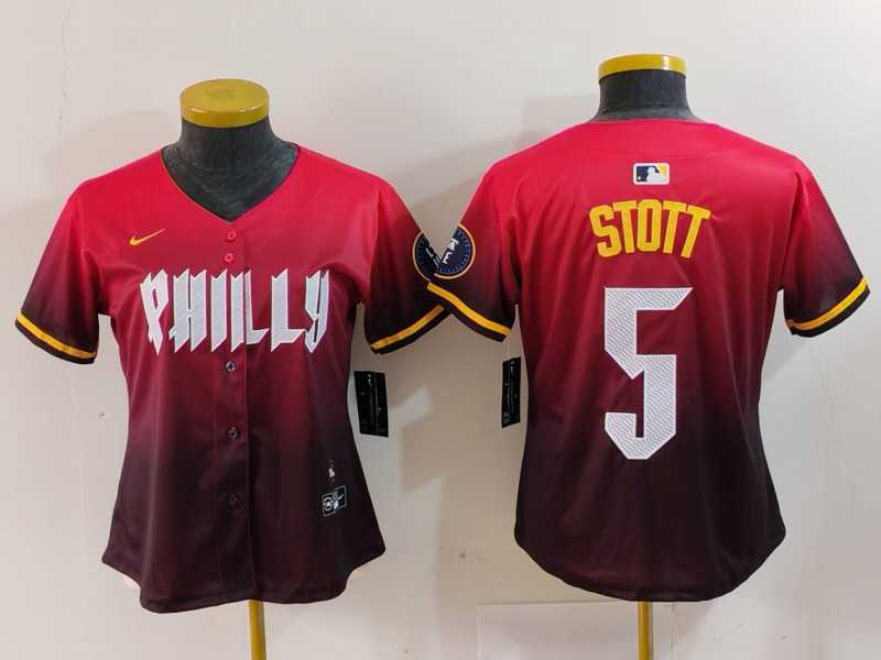 Women%27s Philadelphia Phillies #5 Bryson Stott Red 2024 City Connect Limited Jersey